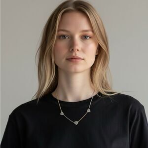 NWT Brighton Woven Heart Crystal Station Necklace Valentines Gold Silver 18-20 L